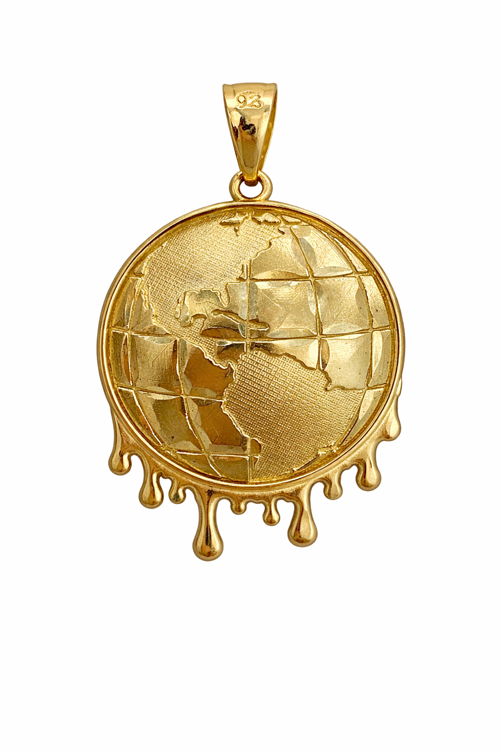 10KT YELLOW GOLD WORLD PENDANT Size MEDIUM Weigth 5.6GR