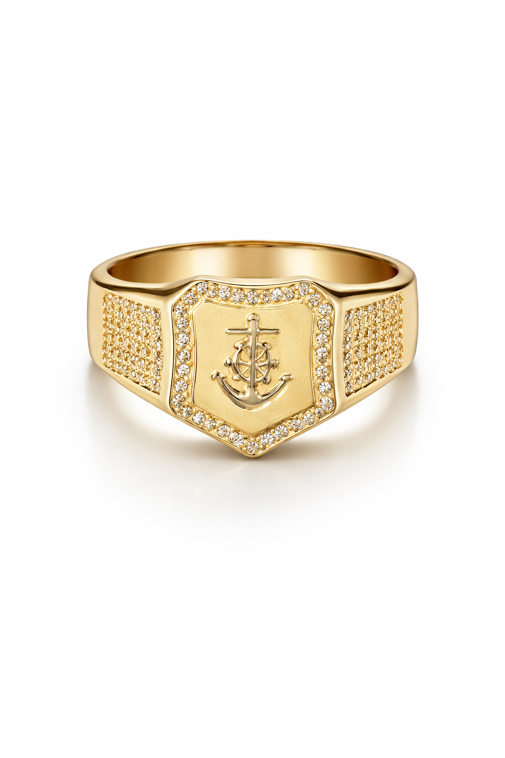 14KT SHIELD SHAPE ANCHOR RING Size 12 Weigth 6.6GR