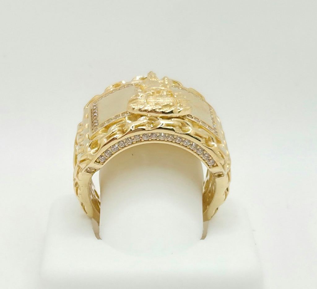 10KT CHINO LINK DETAIL RECTANGULAR CARIDAD RING Size 11 & 12 Weight 13.9GR