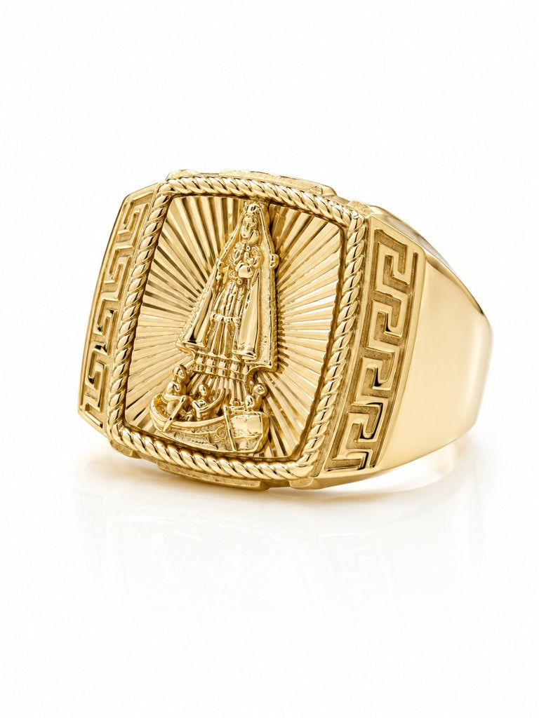 10K GREEK DESIGN SIDES SQUARE CARIDAD RING Size 12