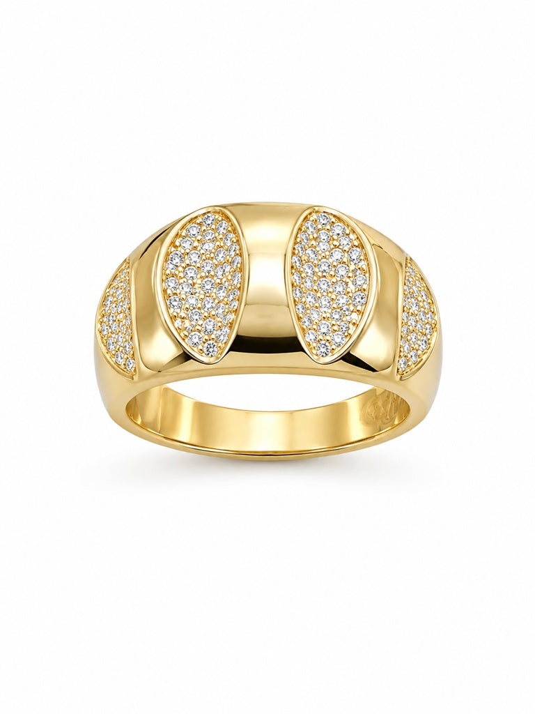 14KT MODERN CZ STUDDED DELUXE RING Size 6.5 & 7 Weight 5GR