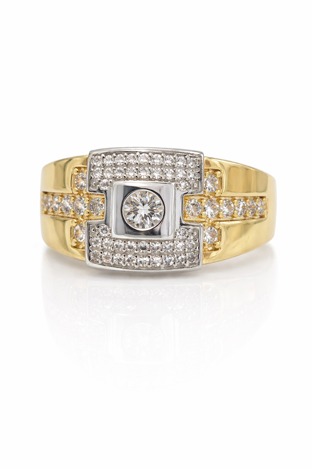 14KT ELEGANT TWO TONE RING Size 10.5 Weigth 5.7GR