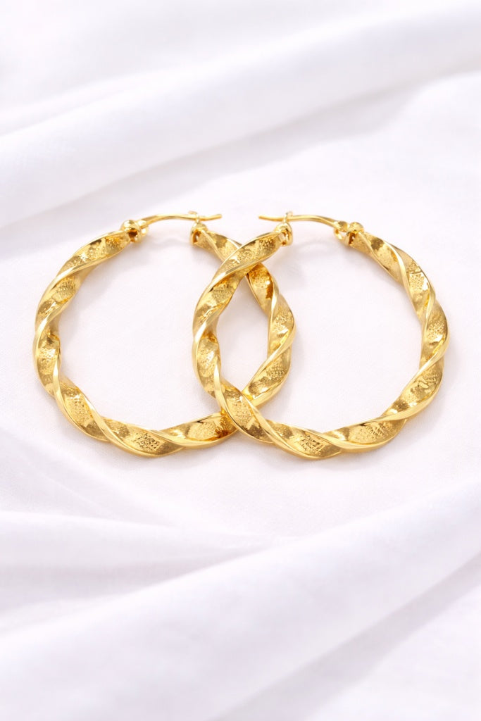 10KT MODERN GREEK CROOKED HOOPS EARRINGS Size 5 Weigth 3GR