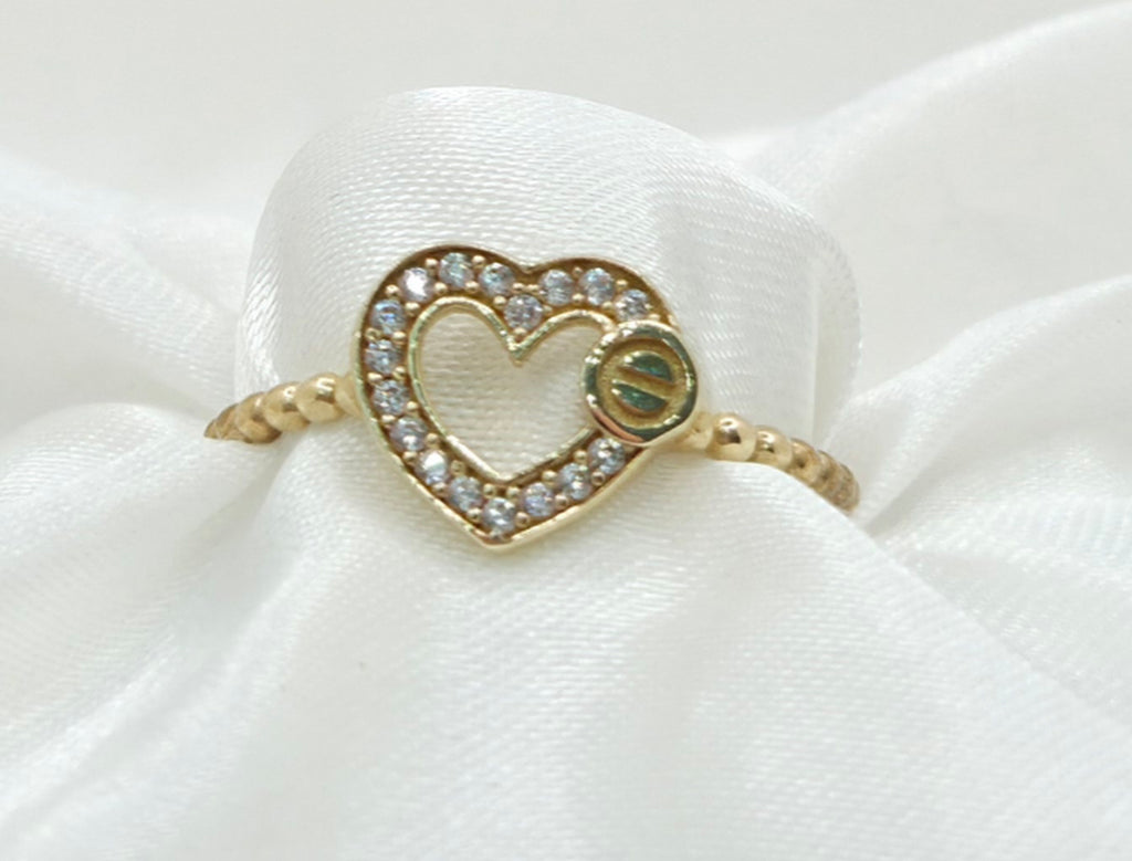 10KT CZ SILHOVETTE HEART RING Size 7 Weight 1.4GR