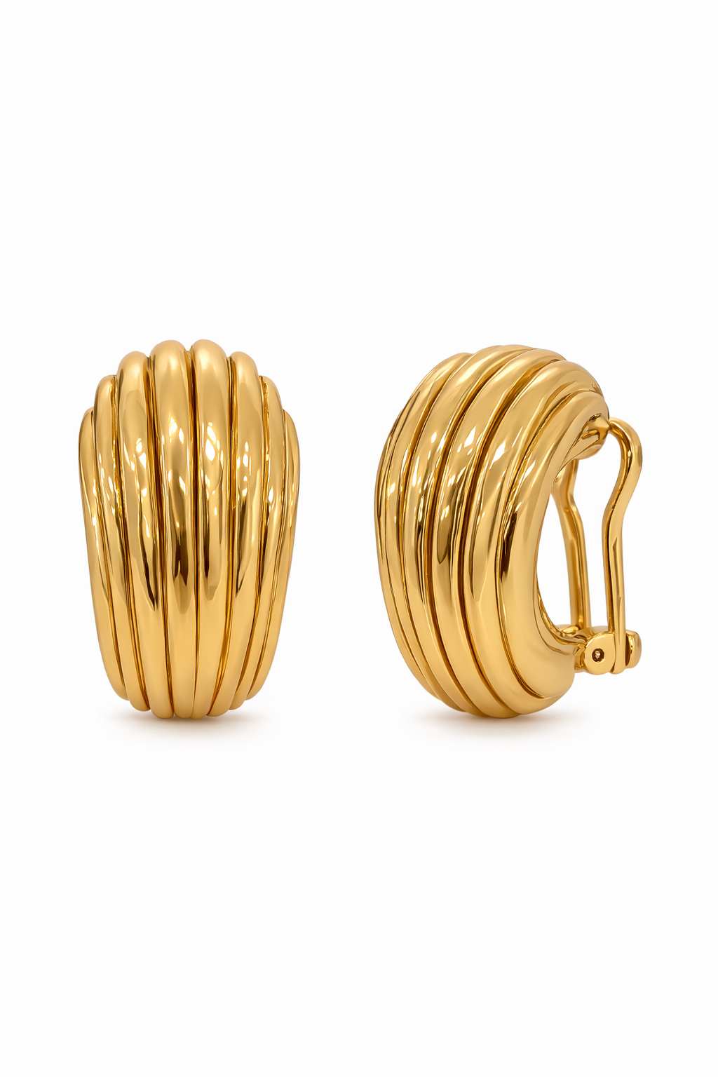 10KT MODERN HOOPS STYLE OMEGA BACKS EARRINGS Weight 4.1GR