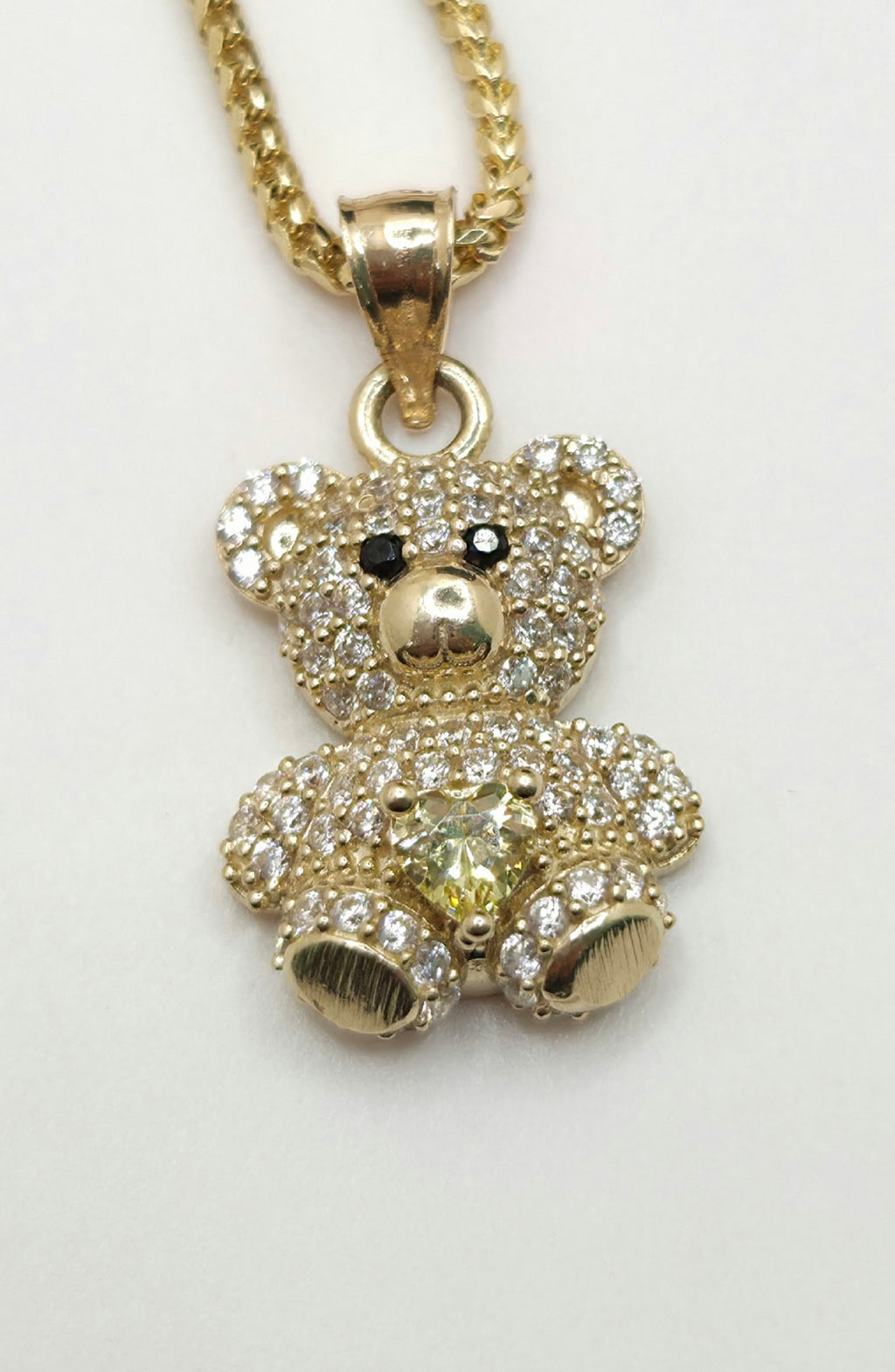 10KT YELLOW CZ  MEDIUM TEDDY BEAR PENDANT Weight 2.7GR