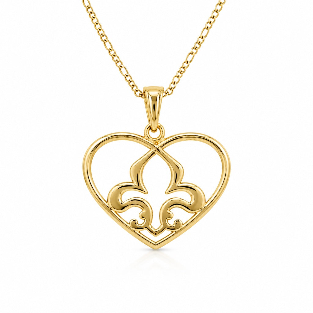 14KT ELEGANT OPEN FLEUR DE LIS HEART PENDANT Weigth 1.7GR