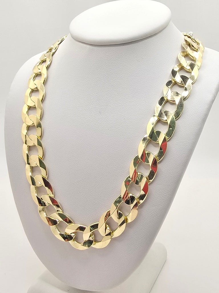 10KT SPECIAL OFFER SOLID CUBAN CURB FLAT CHAIN Size 24INCH 14MM Weight