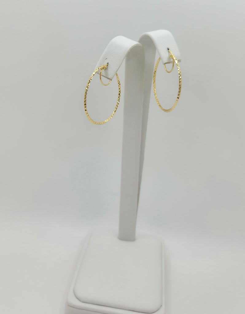 10KT MEDIUM FINE DIAMOND CUT HOOPS EARRINGS Weight 1.7GR