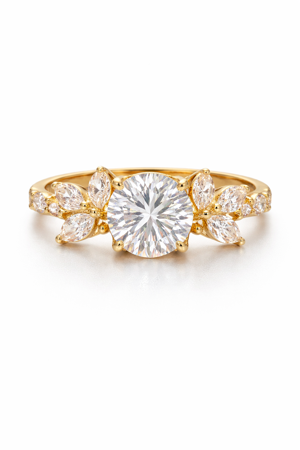 14KT CERTIFIED YELLOW GOLD LGD 1CT MAIN STONE ROUND CHAPE FANCY ENGAGEMENT RING 1CT MAIN STONE Size 7 Weigth 2.59GRS