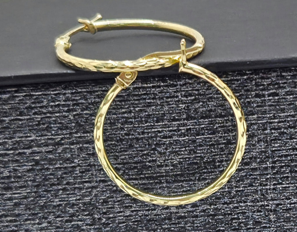 10KT SLIM DIAMOND CUT HOOPS EARRINGS Size 3 1.5MM Weight 1.3GR