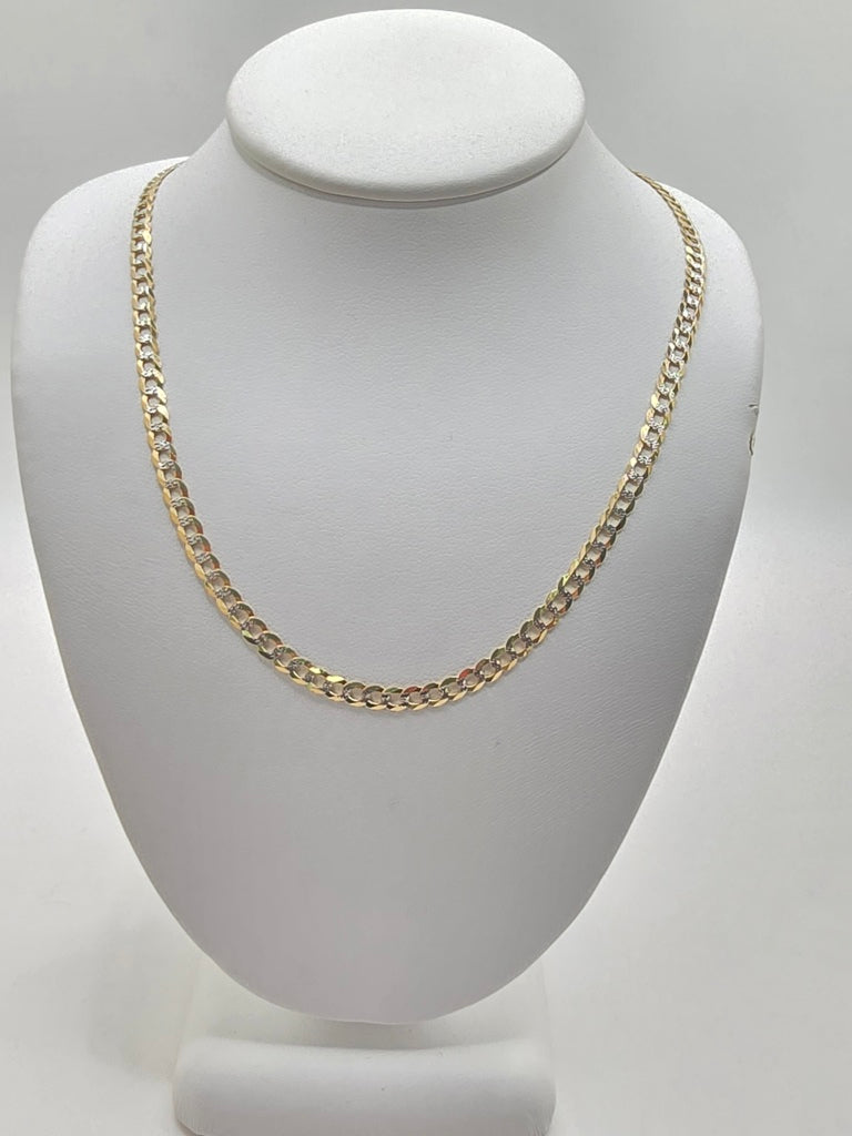 10KT TWO TONE CUBAN CURB FLAT  Size 20INCH 3MM Weight 5.6GR