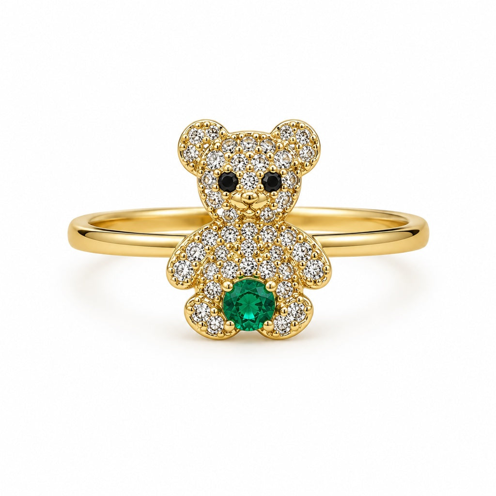 10KT GREEN BEAR RING Size 6-7 Weigth 1.3GR