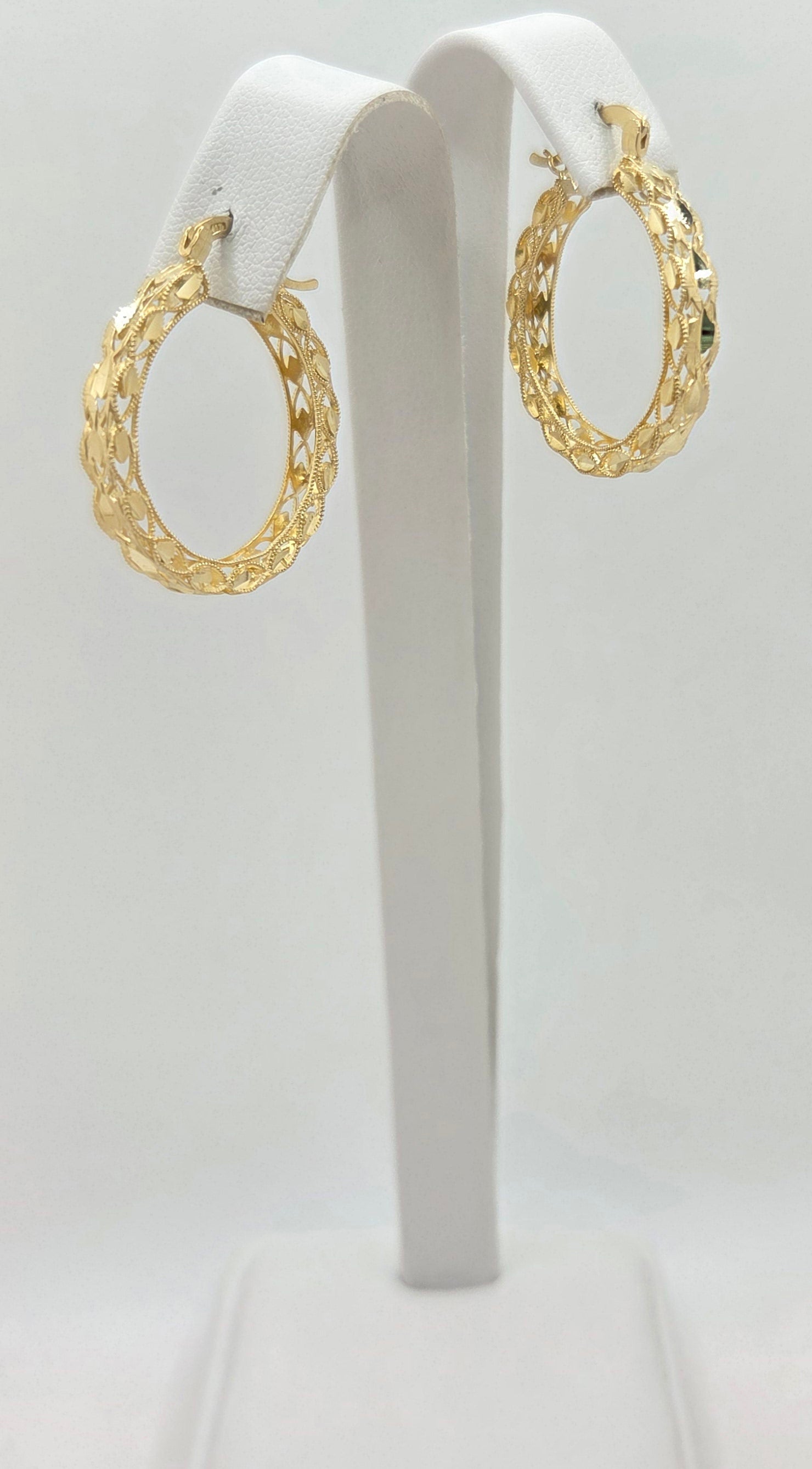 10KT MODERN TURKISH HOOPS EARRINGS Size 3 Weight 4.4GR