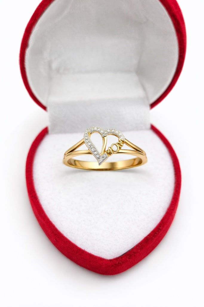 10KT DELICATE HEART DIAMOND WOMAN'S RING Size 7 Weight 2GR