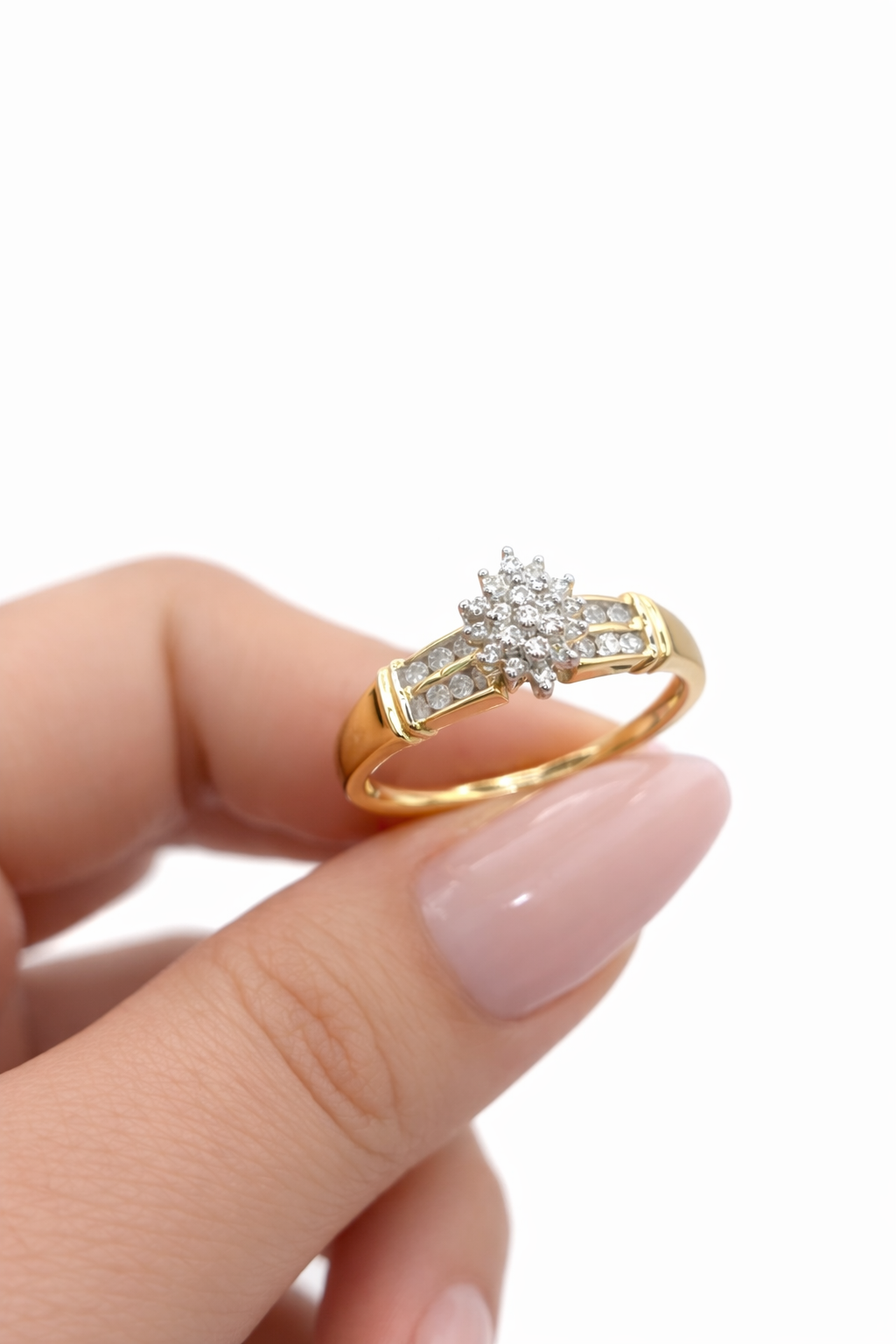 10KT DELICATE ALMOND DIAMOND PROMISE RING Size 7/0.24CT