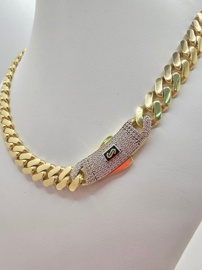10KT CERTIFIED MONACO CHAIN CZ CLOSURE  Size 13.5MM 22INCH Weight 43.2GR