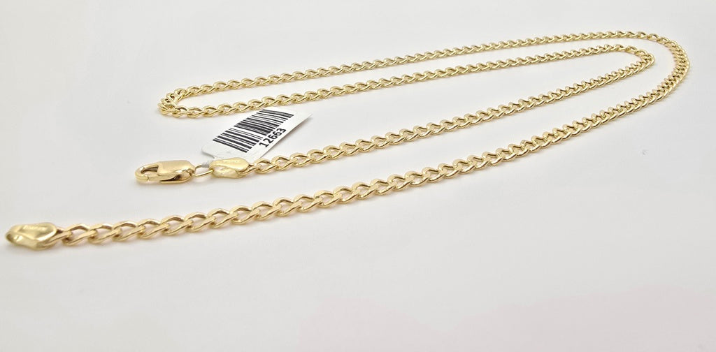 10KT HOLLOW CUBAN CURB FLAT CHAIN Size 16INCH 3.5MM Weight 3.9GR
