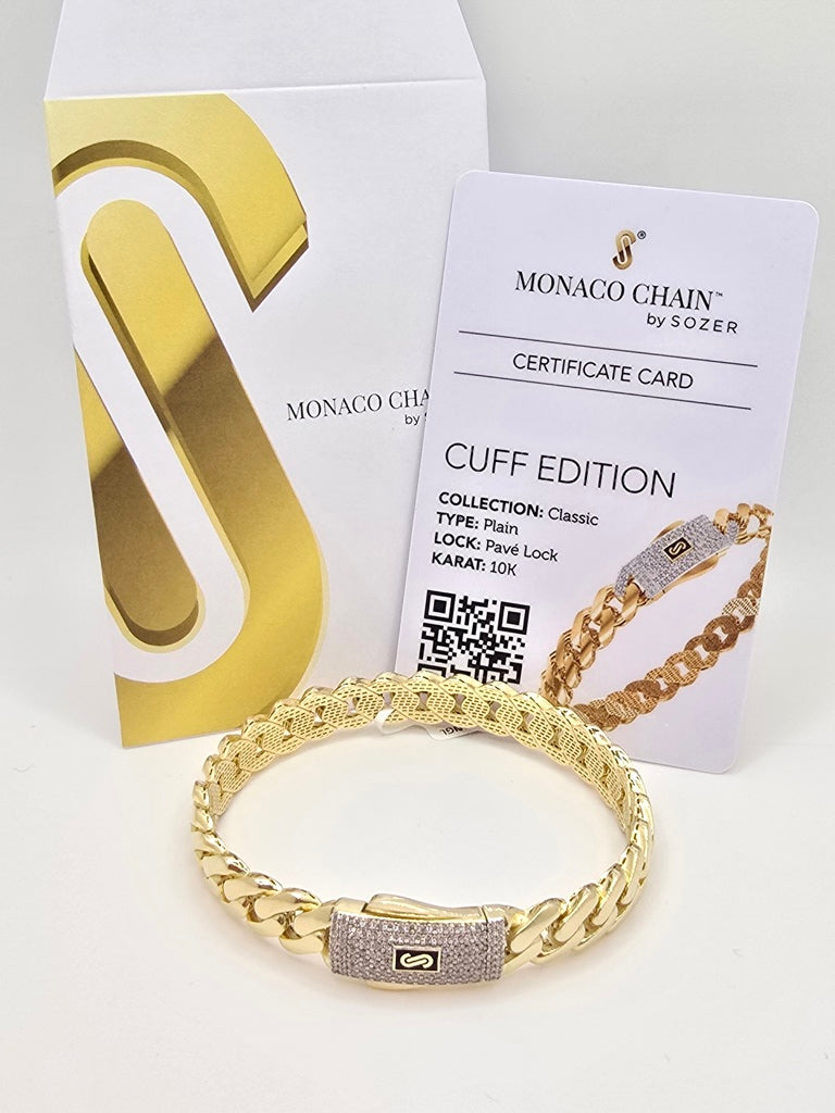 10KT CERTIFIED MONACO BANGLE CZ CLOSURE Size 9.5MM Weight 13.1GR