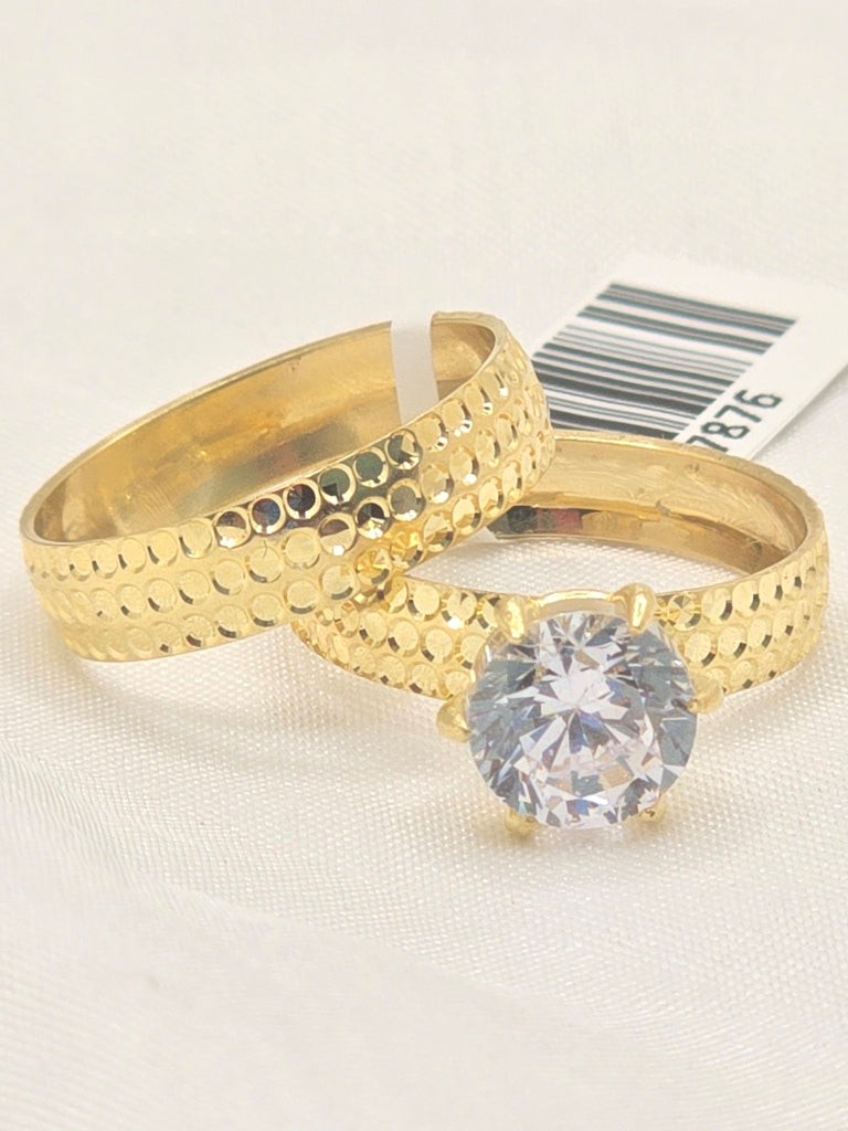 14KT HONEYCOMB DESIGN WOMAN'S ENGAGEMENT RING Size 6.5 Weight 4.4GR