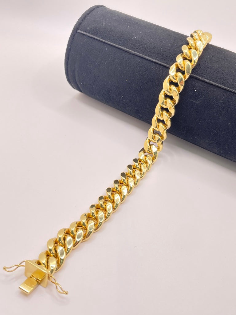 10KT HOLLOW MIAMI CUBAN BRACELET Size 9INCH 11.5MM Weight 27.8GR