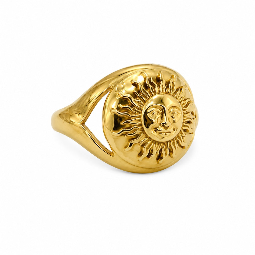 10KT ROUND SUN DETAIL RING Size 9 Weight 5.5GR