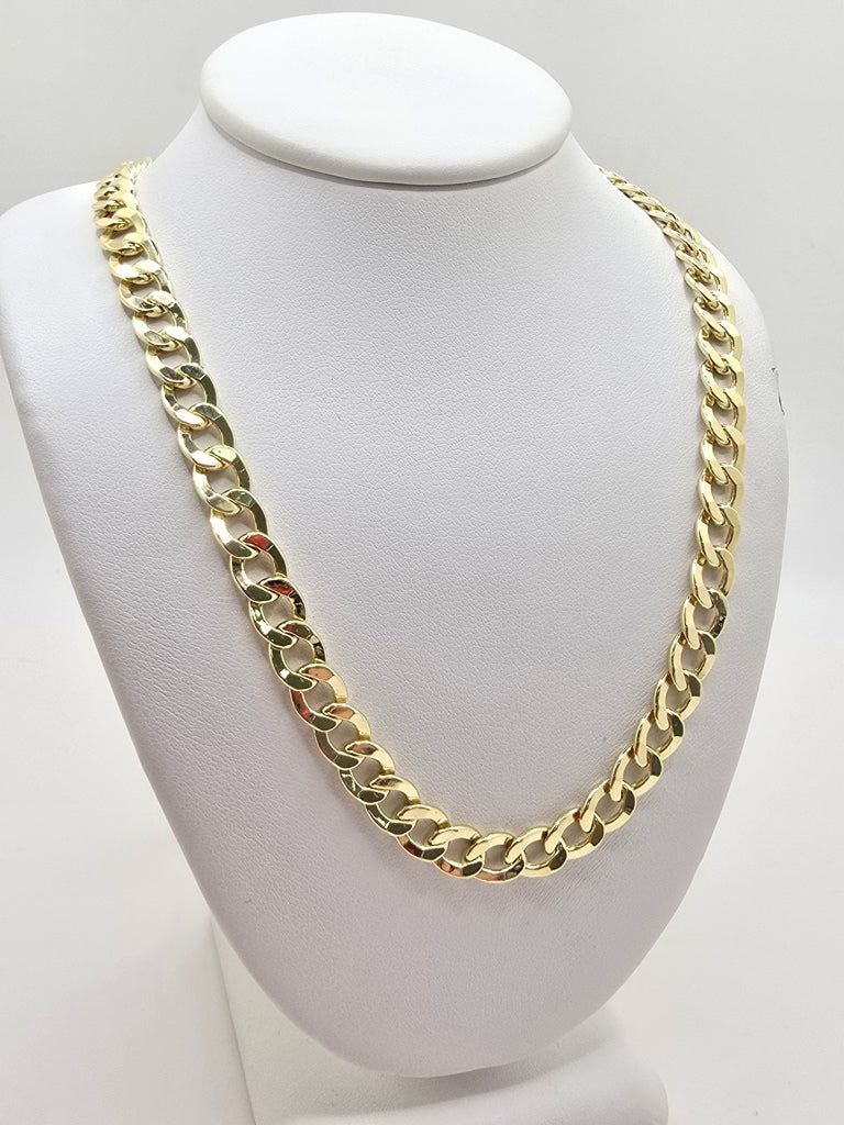 14KT HOLLOW CUBAN CURB FLAT CHAIN Size 6.5MM 18INCH Weight 16.9GR