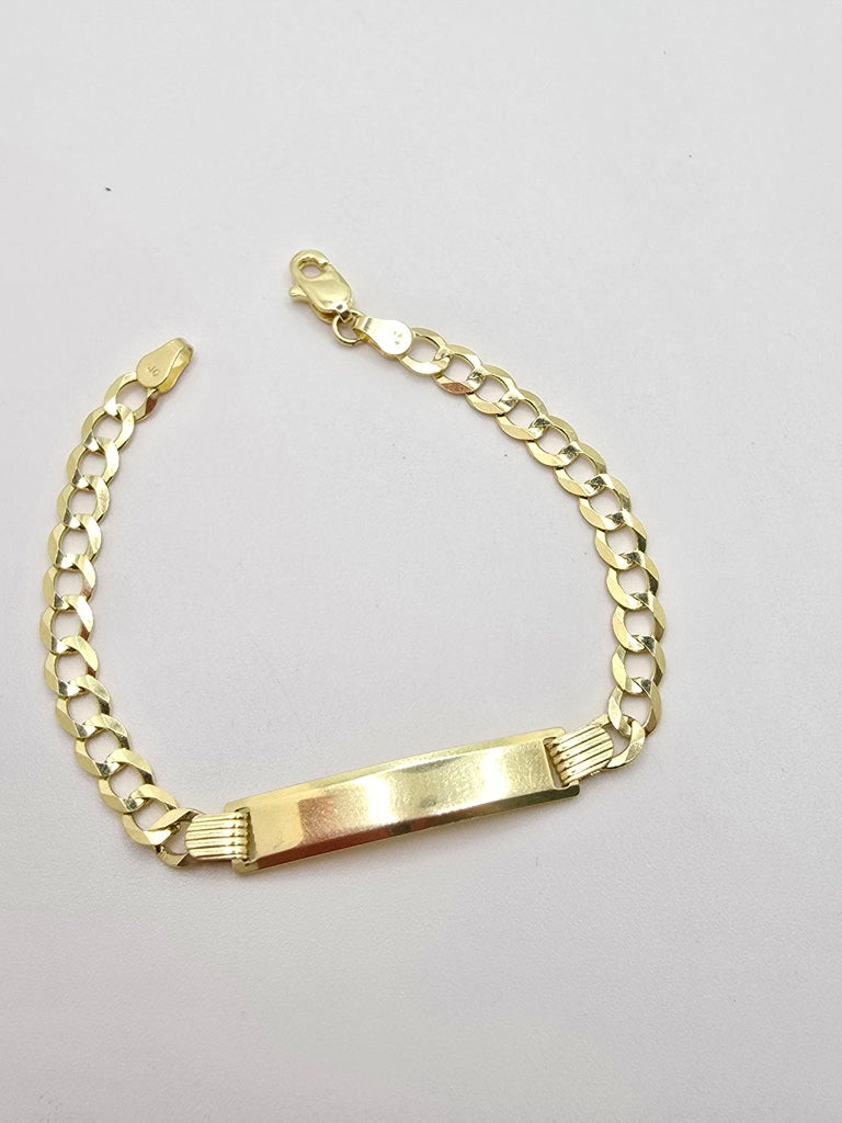 14KT CUBAN CURB FLAT BABY ID BRACELET Size 6INCH 5MM Weight 4.1GR