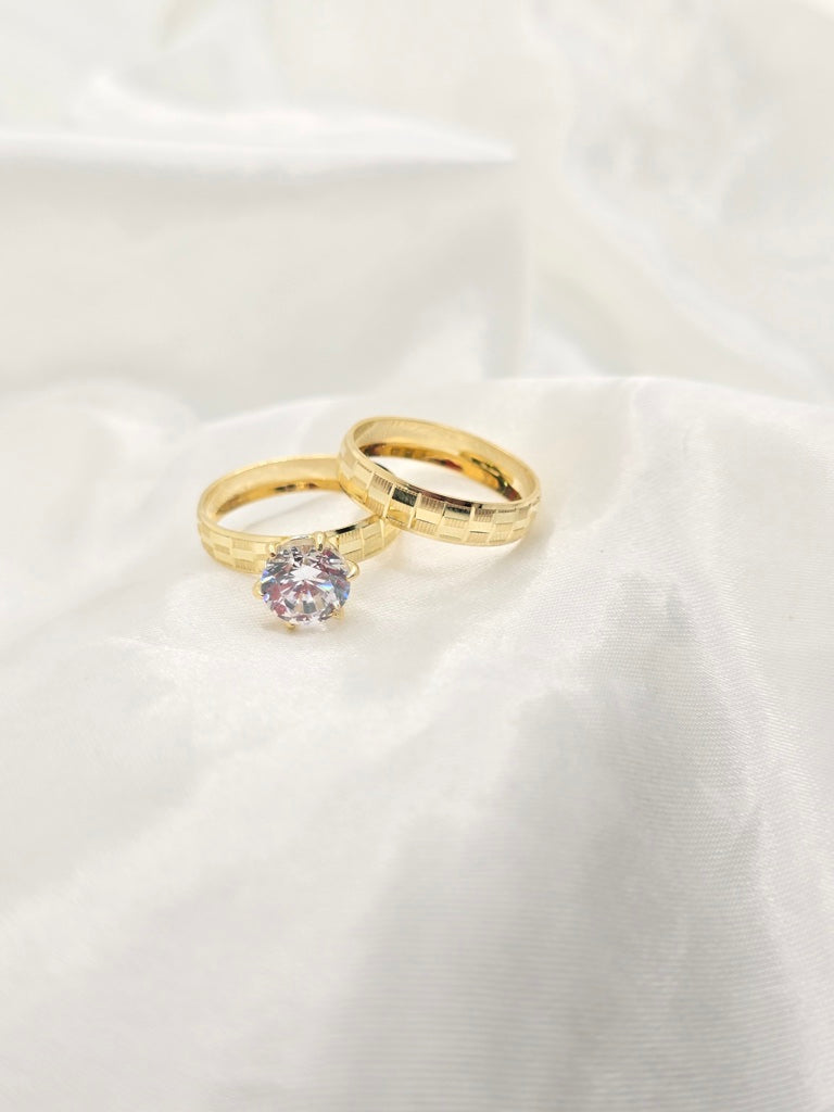 10KT WOMEN'S SQUARE CUT ENGAGEMENT RINGS Size 7 Weight 3.8GR