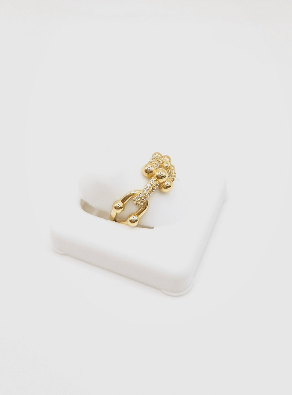 14KT EXOTIC PAPER CLIP  STYLE RING WITH MANY CZ SIZE 8 & 9 Weight 2.6GR