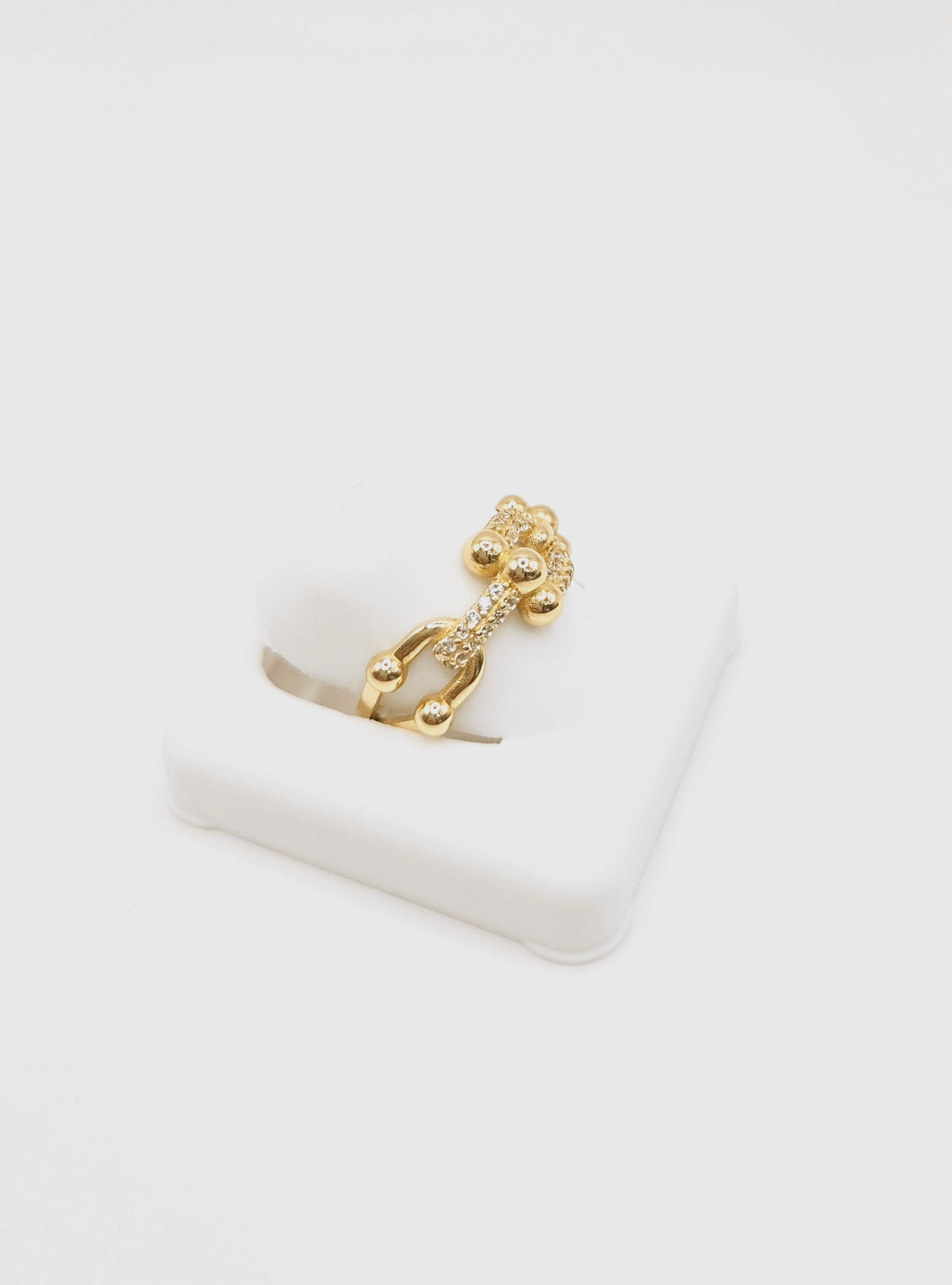 14KT EXOTIC PAPER CLIP  STYLE RING WITH MANY CZ SIZE 8 & 9 Weight 2.6GR