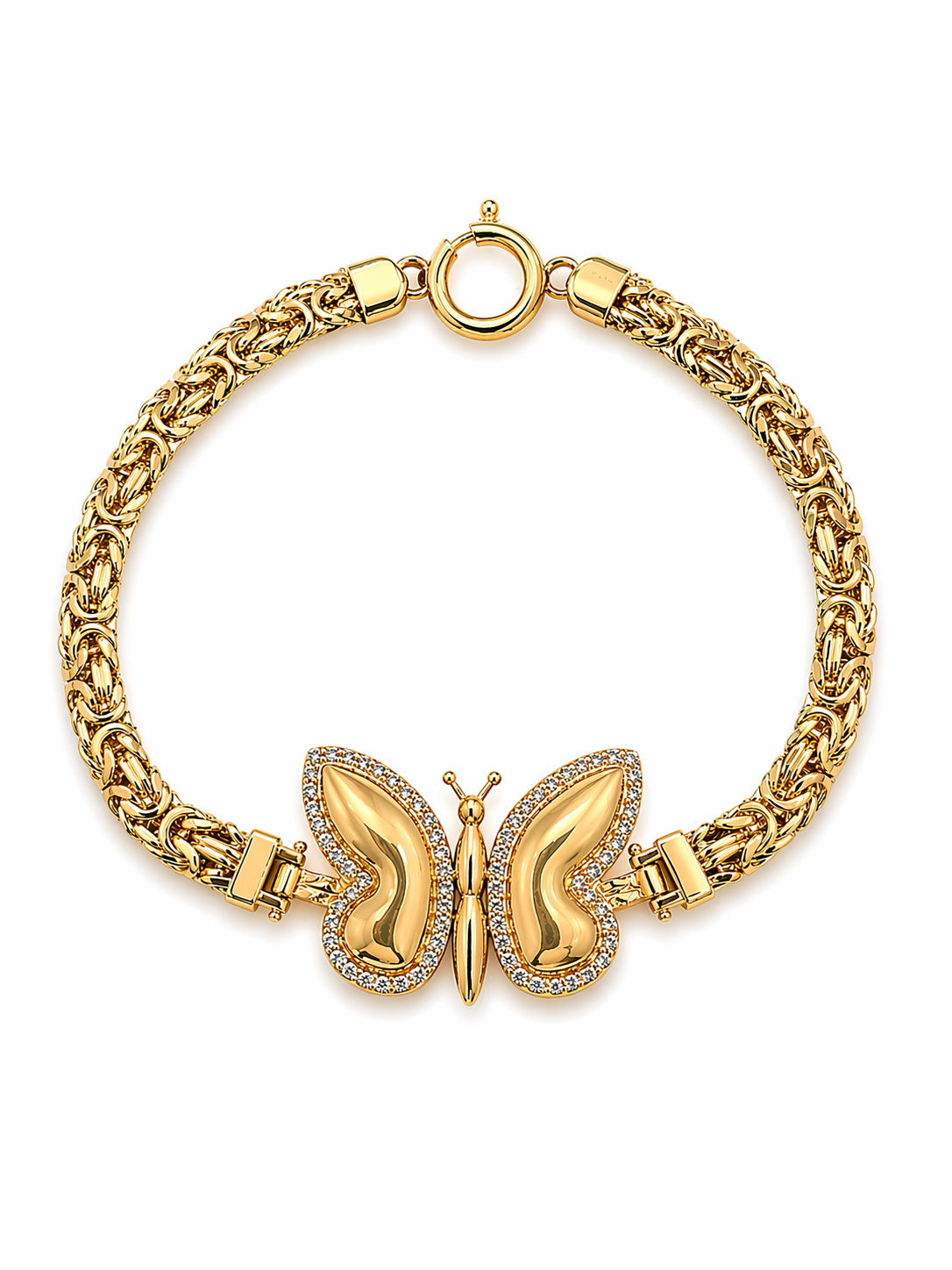 10KT ELEGANT LARGE BUTTERFLY BYZENTINE BRACELET Size 8INCH Weigth 11GR