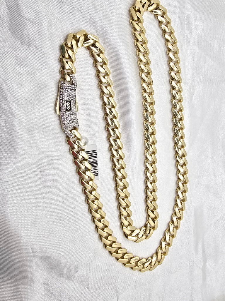 10KT  CERTIFIED MONACO CHAIN CZ CLOSURE Size 9.5MM 24INCH Weight 30GR