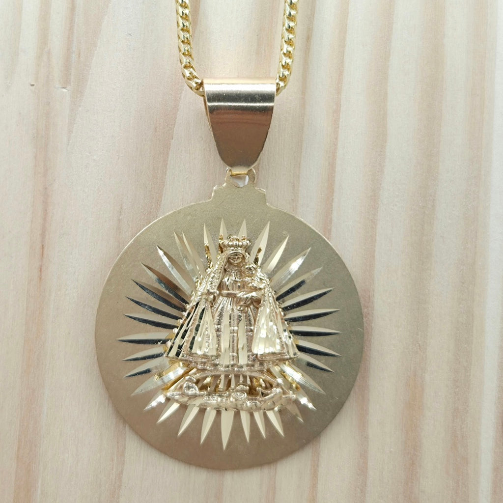 10KT DIAMOND CUT FLAT MEDALLION STYLE CARIDAD PENDANT  Weight 10.1GR