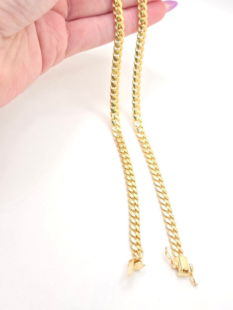 10KT SOLID MIAMI CUBAN BRACELET Size 8INCH 4MM Weight 9.5GR