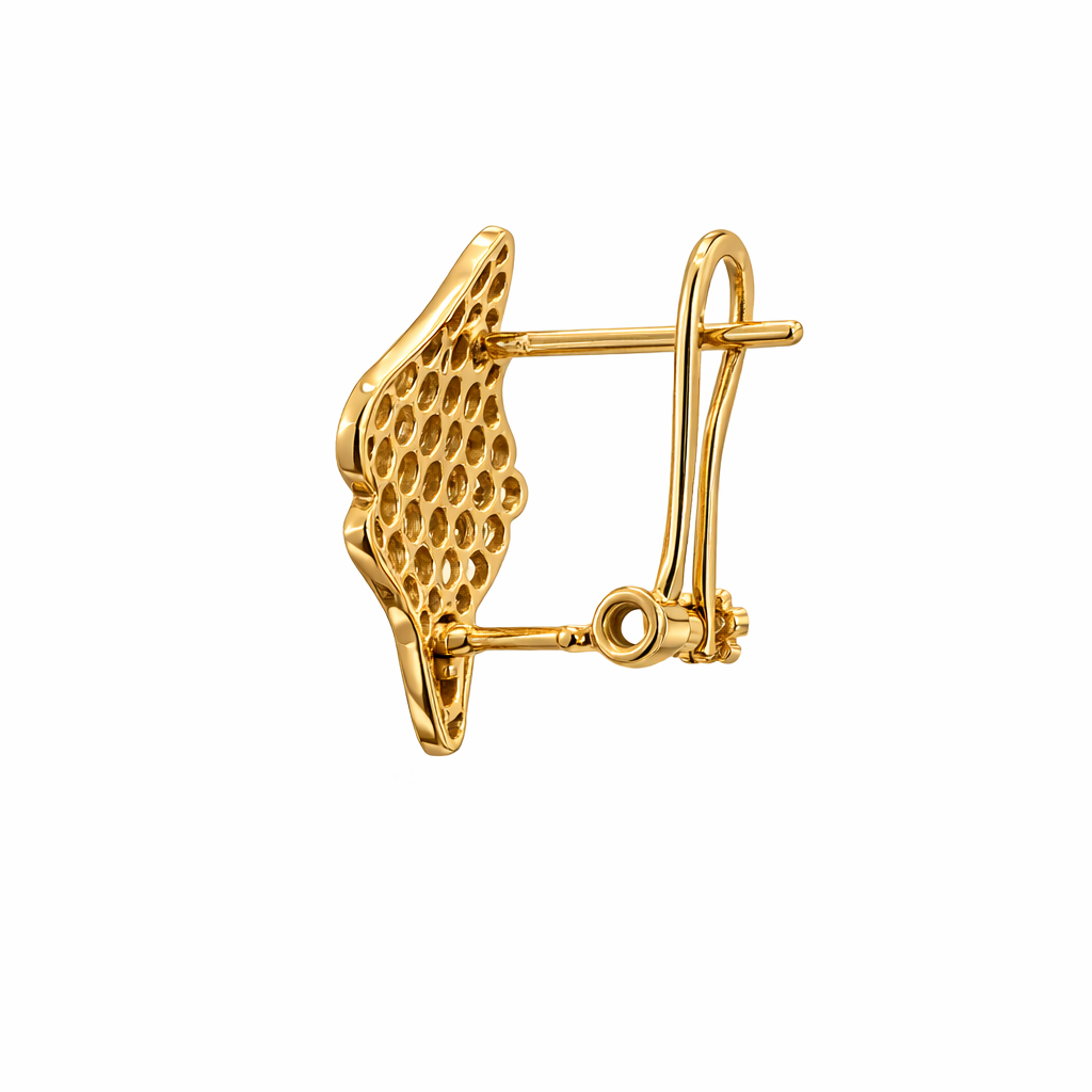 14KT WAVES DESIGN OMEGA BACK EARRING 3.3GR