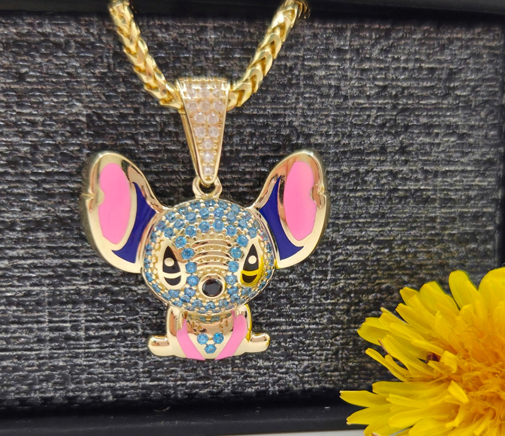 10KT CZ SKY BLUE STITCH PENDANT Weight 3.8GR