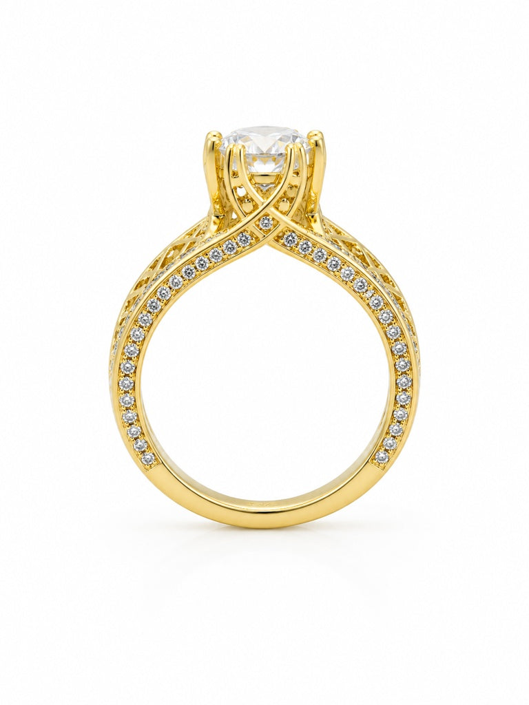 14KT ELEGANT WHITE STONE PROMISE RING Size 7 Weight 5.7GR