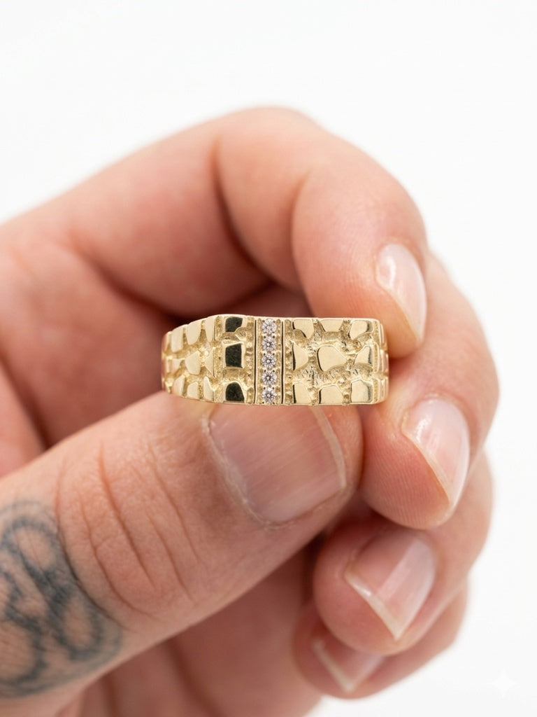 10KT CZ NUGGET RING Size 12 Weigth 4.40GRS