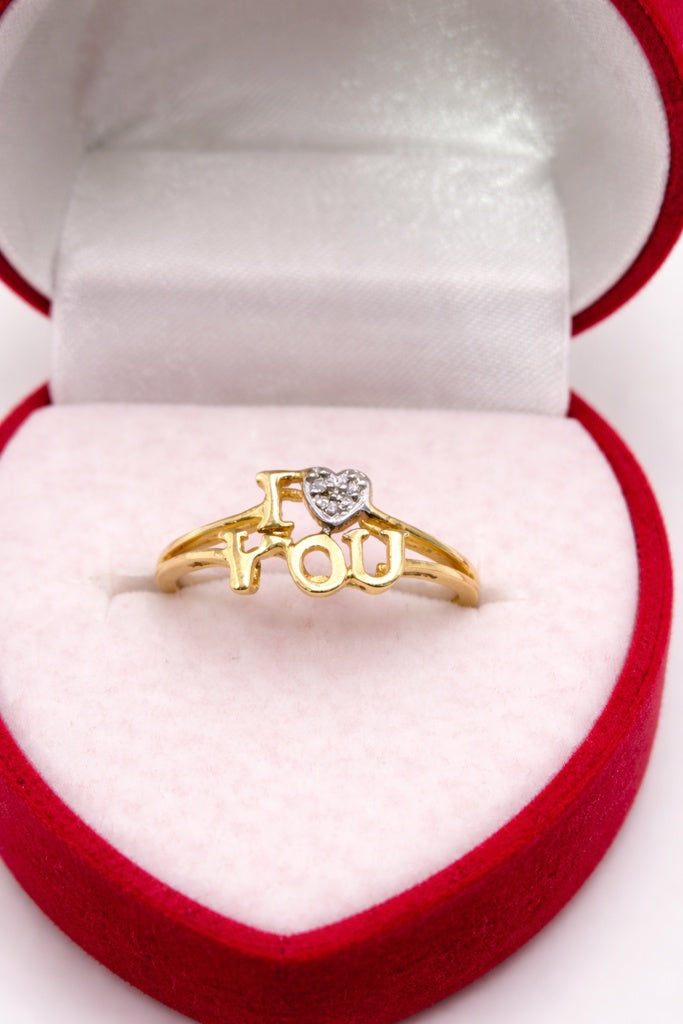 10KT "I LOVE YOU" DIAMOND WOMAN'S RING Size 7 Weight 1.3GR