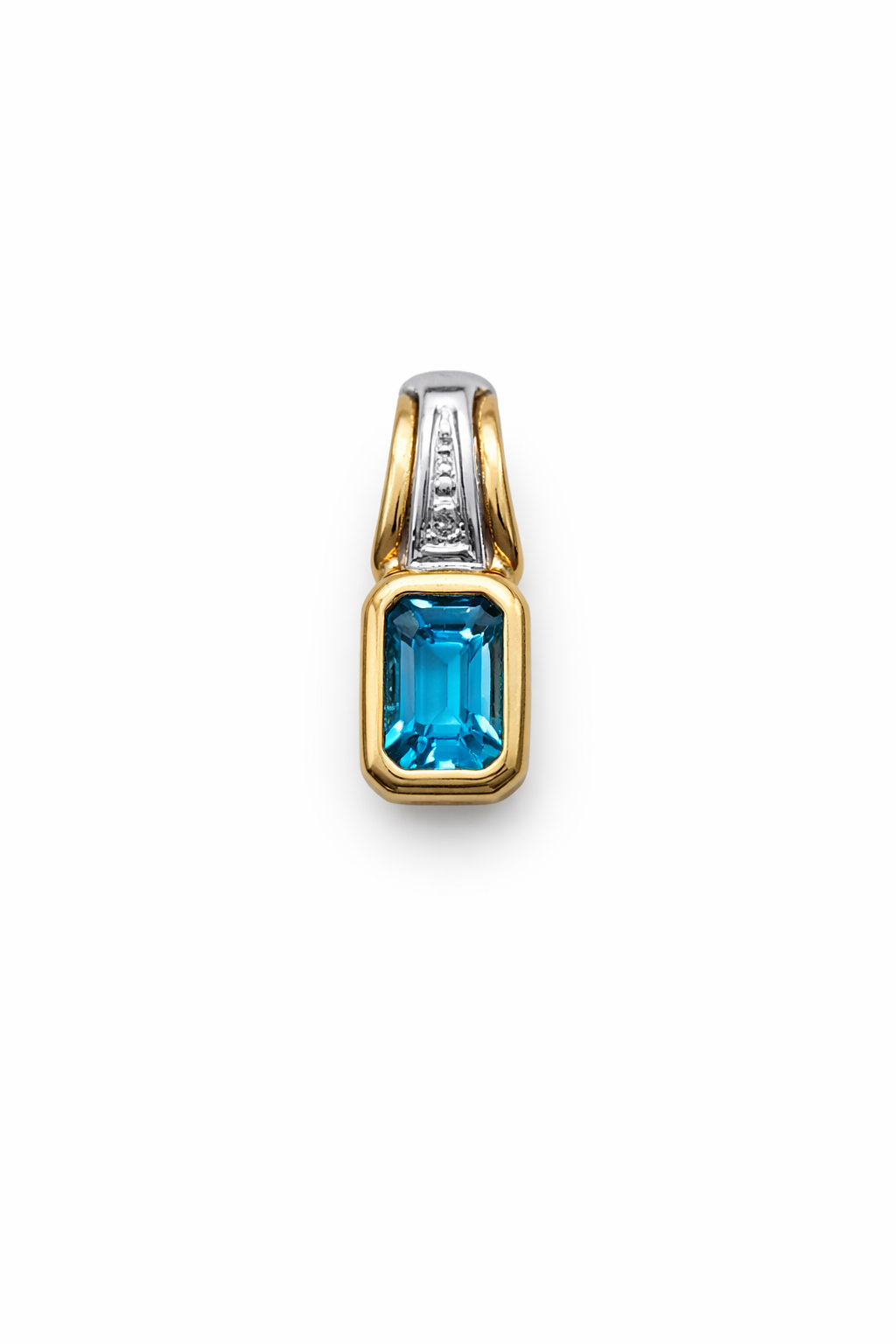10KT SQAURE SAPHIRO DIAMOND PENDANT Weigth 1.5GR