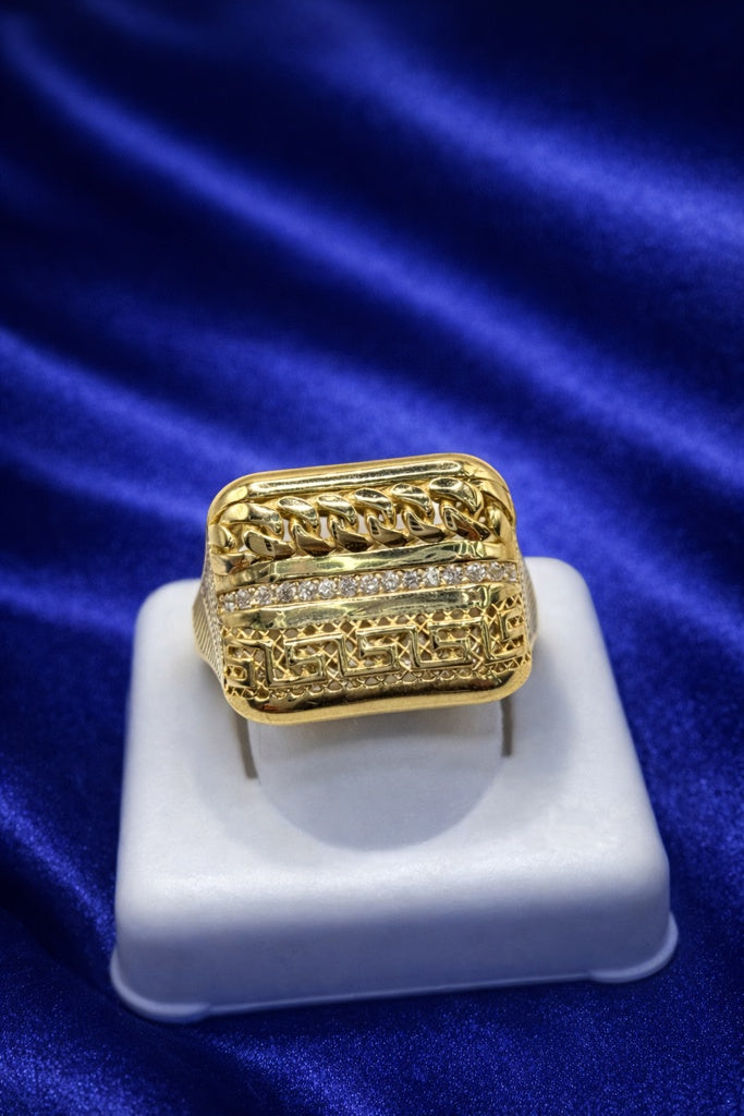 10KT MODERN GREEK RING Size 9-10.5 Weigth 4.2 GR