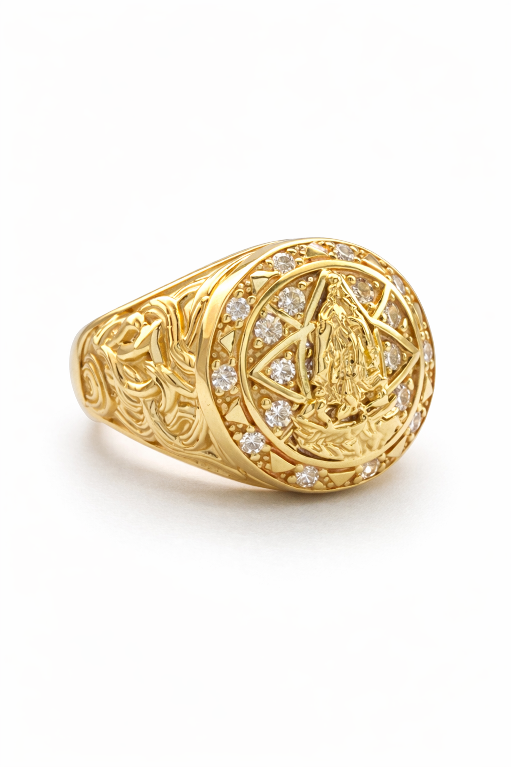 14KT CARIDAD ROSSETA MAN'S RING Size 12 Weigth 5.7GR