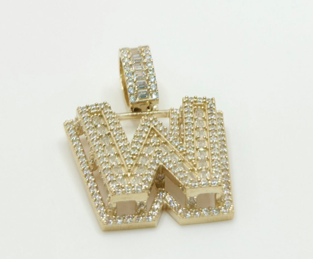 10KT MEDIUM CZ "W" LETTER PENDANT  Weight 6.8GR