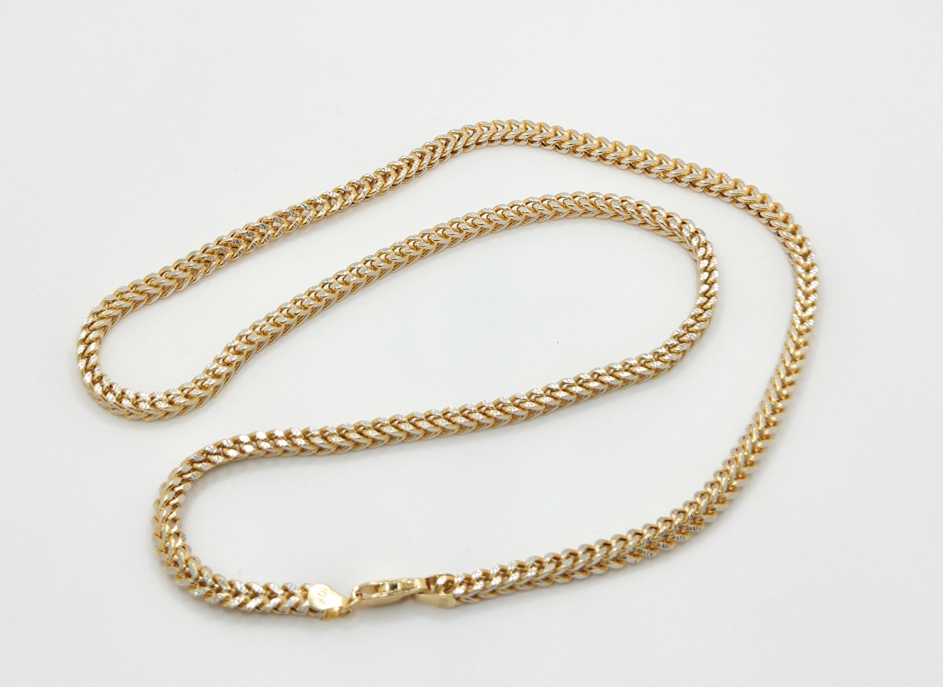 10KT TWO TONE HOLLOW FRANCO   Size 4MM 24INCH Weight 16.8GR