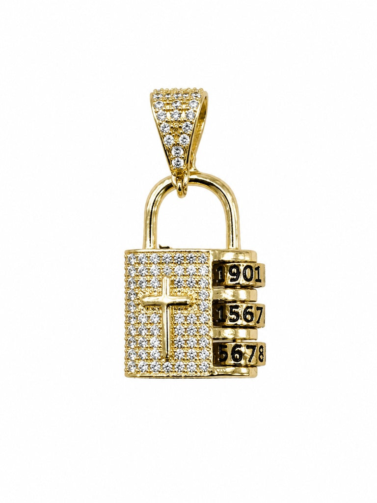 14K CZ PADLOCK PENDANT Size