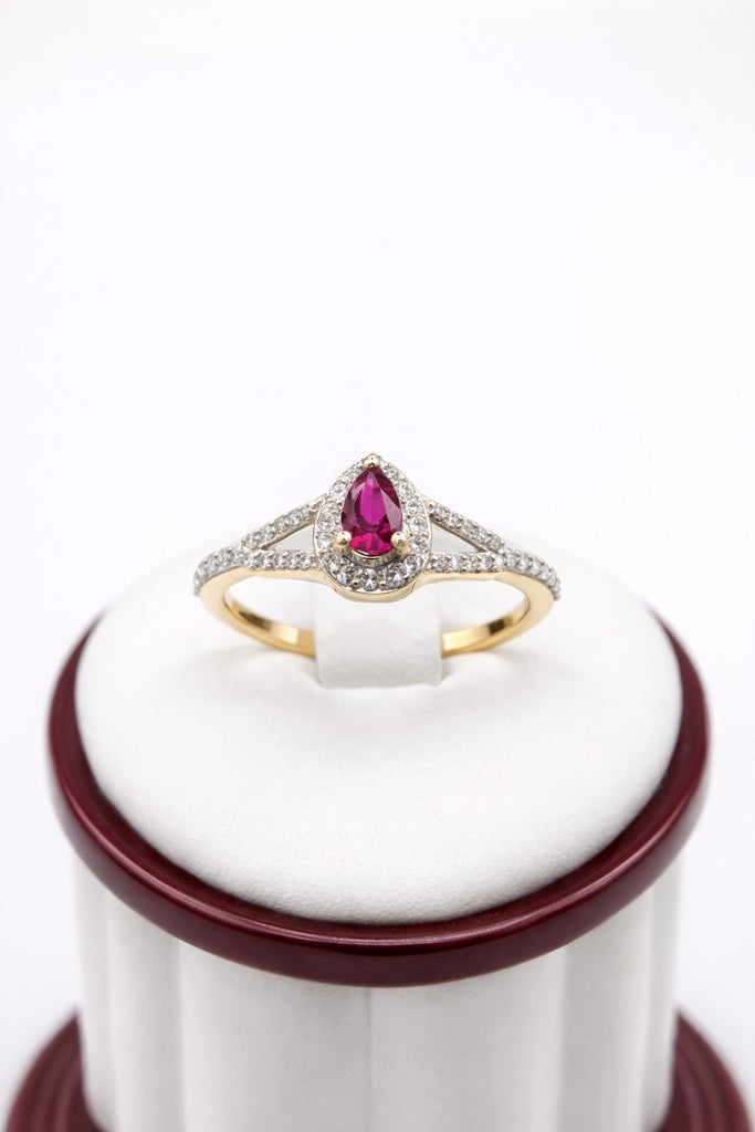 14KT NATURAL DIAMOND PEARL LAB DIAMOND RUBI ELEGANT RING Size 7/0.47CT/1.05GM