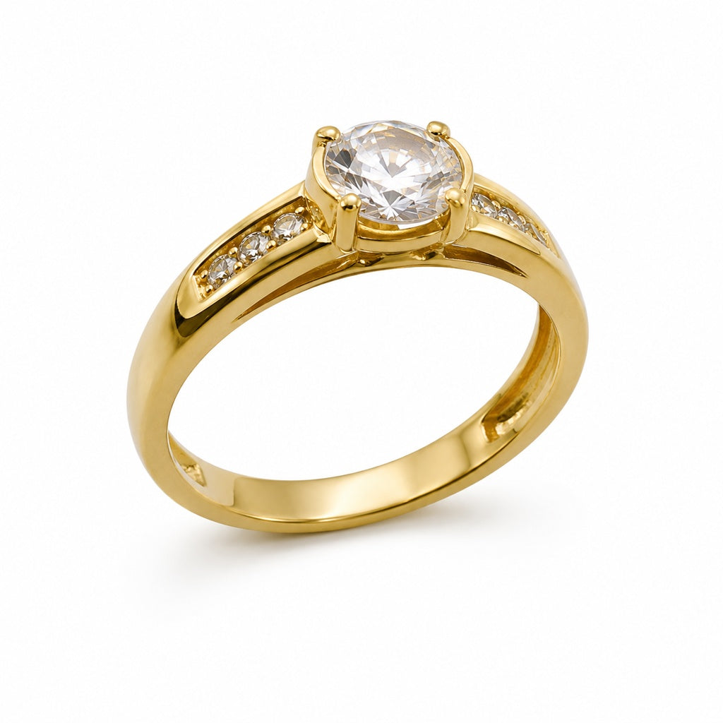 14KT DELICATE SMALL WHITE STONE PROMISE RING Size 7 Weight 3.3GR