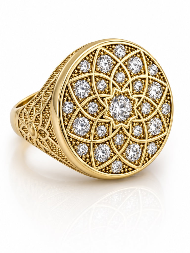 10KT ROUND FLAT ROSETTA RING Size 12 Weigth 11.1GR