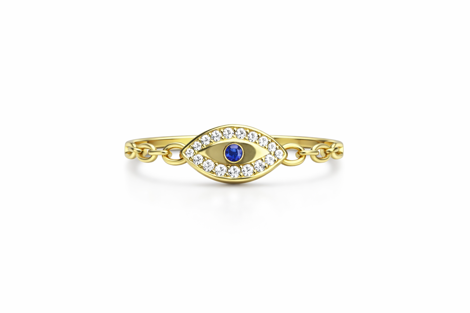 10KT EYE DESIGN CZ DETAIL RING  Size 7 Weight 1.4GR